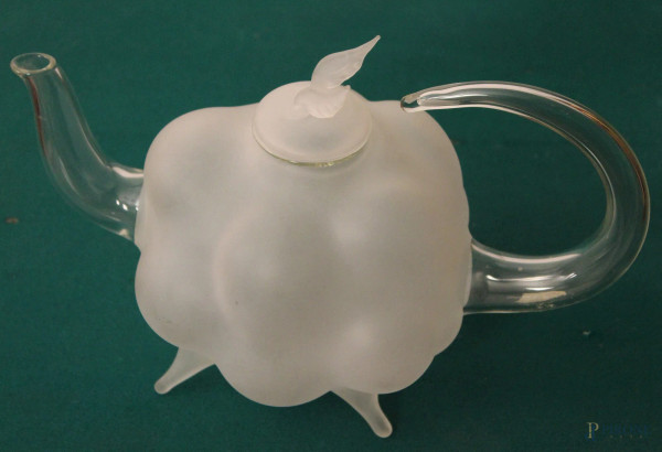 Teiera in vetro soffiato, h. 16 cm