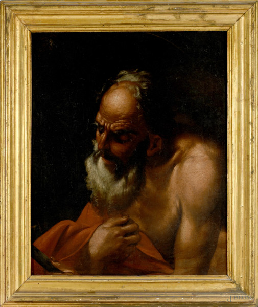 San Girolamo, olio su tela, XVII - XVIII secolo, cm 75x60, entro cornice (difetti)