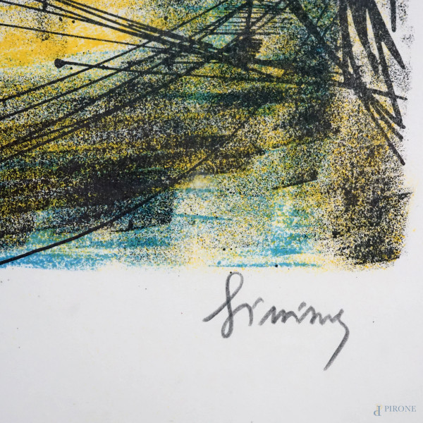 Lotto di due multipli su carta, autori diversi, misure max cm 48,5x69,5, entro cornici