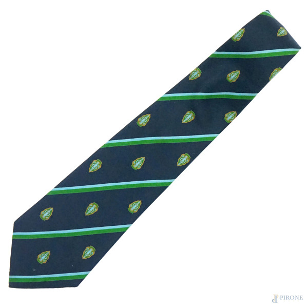 Gucci, cravatta da uomo in seta nei toni del blu e del verde, (segni di utilizzo).