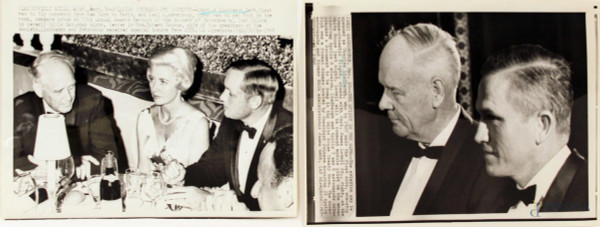 Lotto composto da due fotografie di Charles Lindbergh e Armstrong.