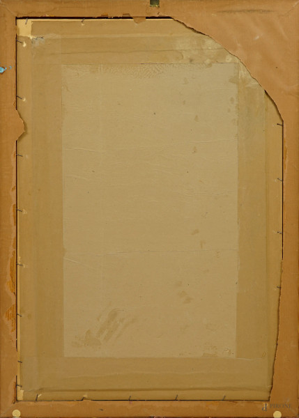 Nudo maschile di spalle, olio su cartone telato, cm 80,5x51,5, entro cornice. (Difetti)