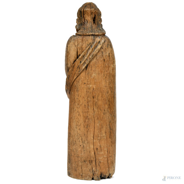Cristo, XIX secolo, scultura in legno, altezza cm 115 (rotture, mancanze, segni di usura, fori di...