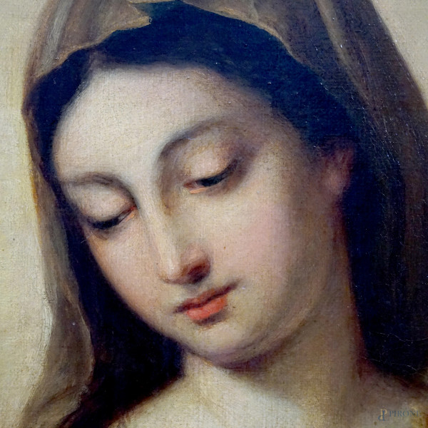 Madonna con il Bambino, olio su tela, XIX secolo, cm 99,5x74,5, entro cornice