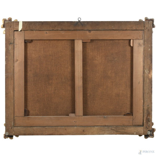 Scuola olandese del XVII-XVIII secolo, Avventori alla taverna, olio su tela, cm 75,5x103, entro c...