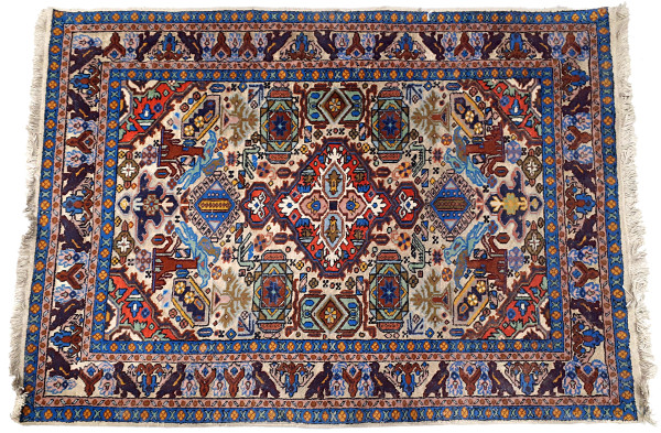 Tappeto persiano Ardebil, annodatura su telaio verticale, trama e ordito in lana, vello in lana con taglio di media altezza, nodo “turkibaft”, annodatura medio-fine, manifattura anni 60, cm 100x140 