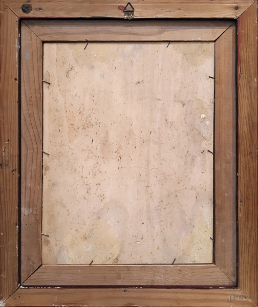 Otto Gunther (XX sec.) Composizione geometrica, tecnica mista su tavola, cm 40x30, firmato, con c...