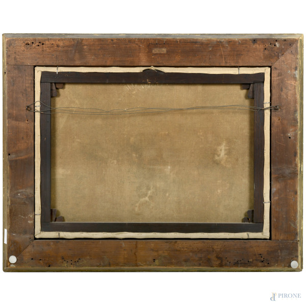 Paesaggio montano con ruscello, XIX secolo, olio su tela, cm 66x94, entro cornice