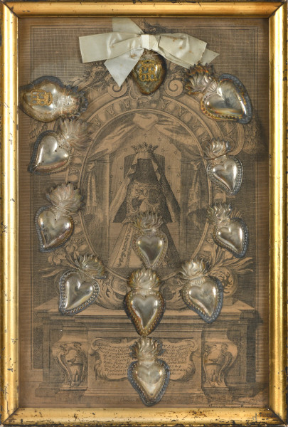 Ex voto entro cornice, XIX-XX secolo, cm 41,5x28, (difetti)