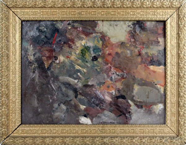 Arturo Carmassi - Senza titolo, olio su tavoletta, cm 32x42,5, entro cornice