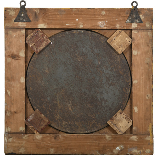 Micromosaico raffigurante sediario pontificio, XIX-XX secolo, diametro cm 59,5, entro cornice