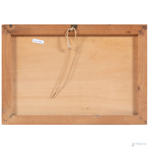 Lotto di due disegni a tecnica mista di Dino Rossi (1904 - 1982) raffiguranti porto Ercole, cm 33...