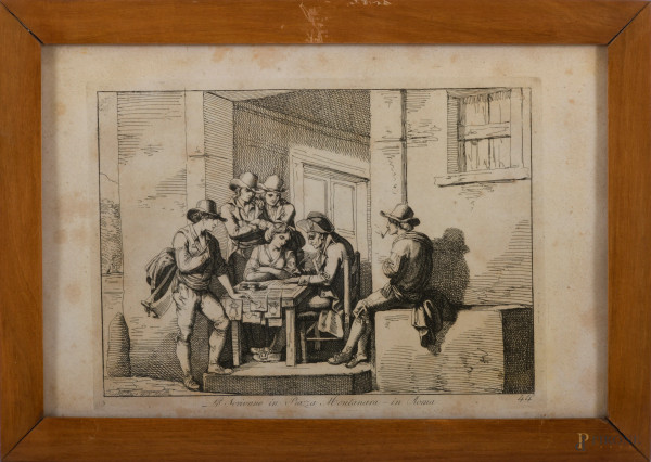 Lotto di 24 incisioni di Bartolomeo Pinelli, cm 23x36 entro cornice, (difetti, gore e tracce di u...