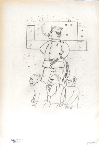 Disegno a tecnica mista su carta cm 29 x 31  firmato , provenienza Galerie Rive Gauche Paris-Rome