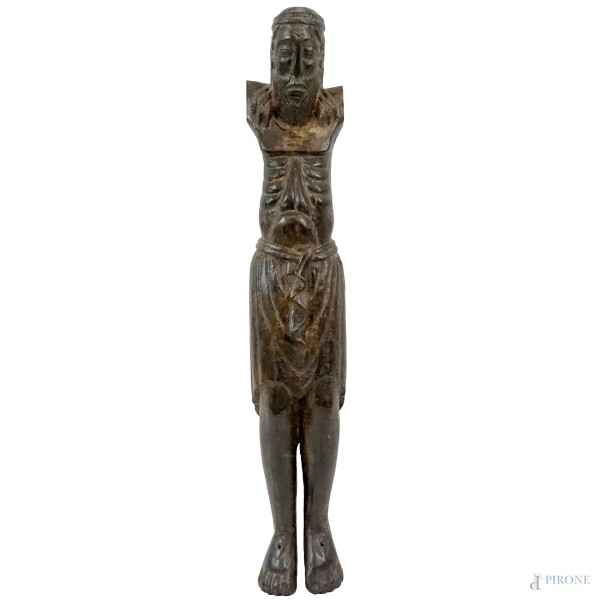 Scultore del XIX secolo, Cristo Crocifisso in legno scolpito, cm h 92