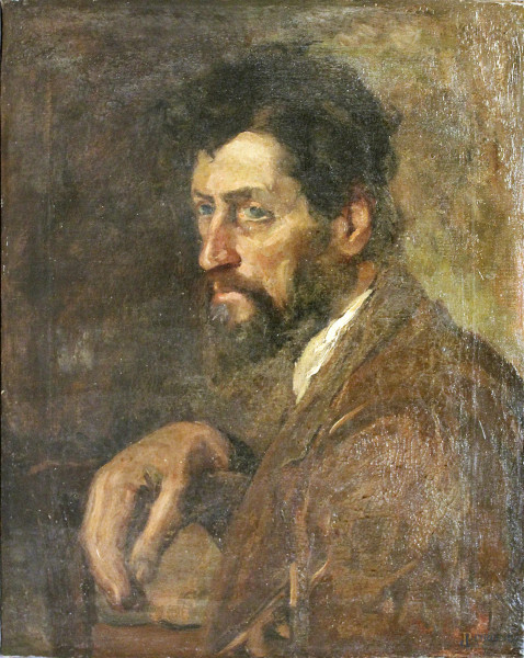 Ritratto d'uomo con barba, olio su tela 49x60 cm, XIX sec.