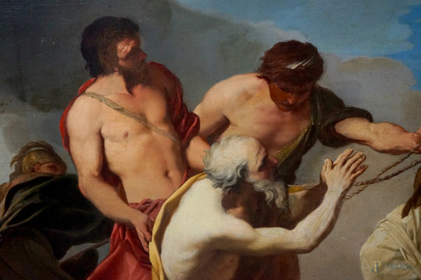 Carlo Maratta (Camerano, 1625-Roma, 1713) attr.a, Il Martirio di Sant'Andrea, olio su tela, cm 11...