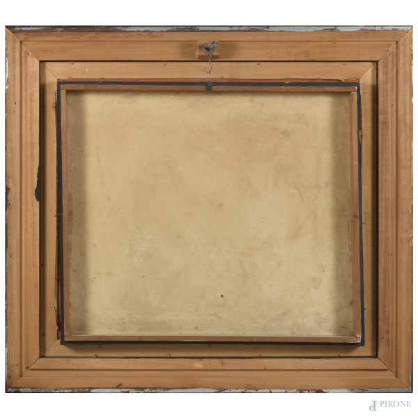 Bambina con bambola, olio su tela, cm 80x110, firmato 55x64, entro cornice