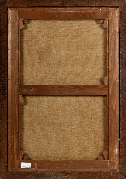 Pittore del XVIII secolo, Ritratto di chierico intento a leggere una lettera devozionale mariana,...