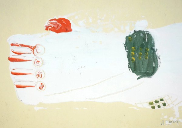 Senza titolo, tecnica mista su cartoncino, 1961, cm 16 x 23, entro cornice