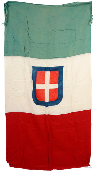 Bandiera Savoia, Regno d'Italia, fine XIX secolo, cm 117x63, (difetti)