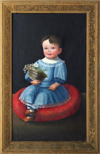 Ritratto di fanciullo, olio su tela, 60x100 cm, entro cornice
