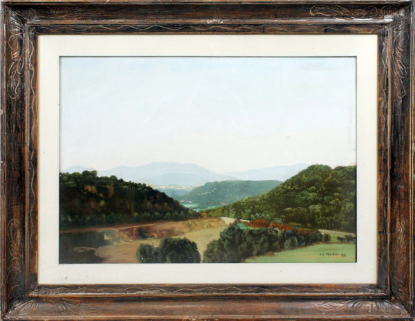 Aldo  Pagliacci - Paesaggio, olio su tela, cm. 50x70, entro cornice.