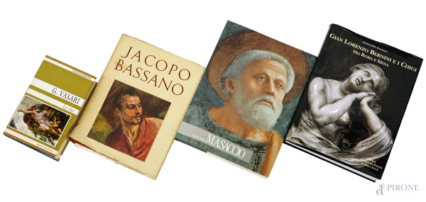 Lotto composto da quattro volumi di storia dell'arte, (difetti)