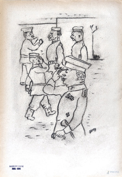 Disegno a tecnica mista su carta cm 29 x 31  firmato , provenienza Galerie Rive Gauche Paris-Rome