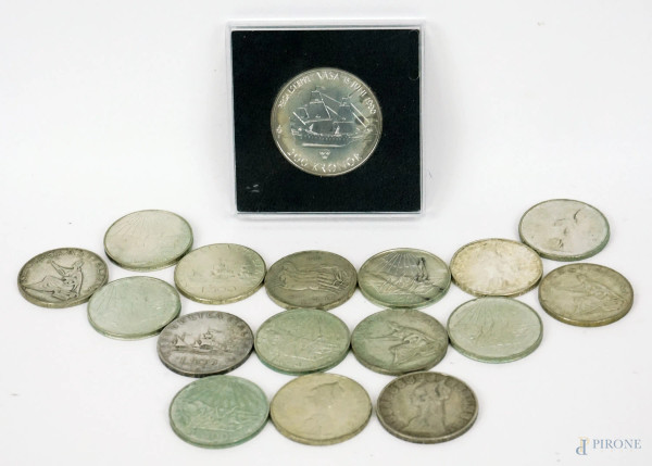 Lotto di varie monete in argento, peso gr. 198.