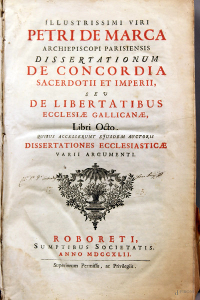 Libro - De concordia sacerdotii et imperii, 1742.