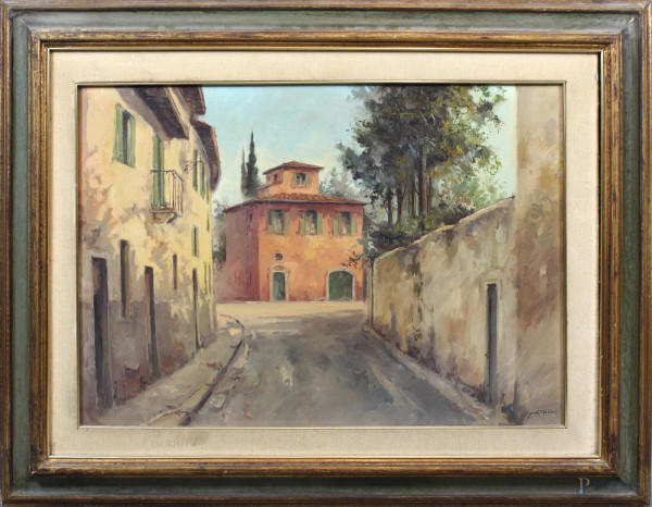 Saverio Taddei - Pian dei Giullari, olio su tela, cm. 50x70, entro cornice.