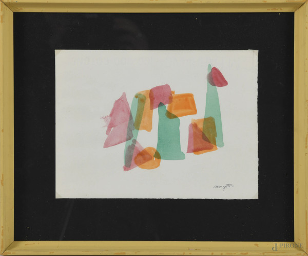 Giovanni Ciangottin, Senza titolo, tecnica mista su carta, cm 19x25,5, firmato in basso a destra, entro cornice