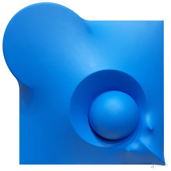 Hector Rigel (1957) Superficie azzurra, vernice acrovinilica su tela estroflessa, cm 33x33, firma e timbo al retro