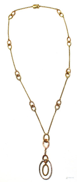 Collana in oro 18 kt con brillantini, gr. 8,6.