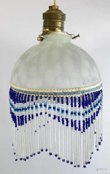 Piccola lampada in vetro, altezza 15 cm, diametro 14 cm, primi &#39;900.