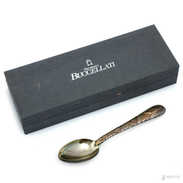 Cucchiaino in argento 925/000 con punzone Gianmaria Buccellati, cm 13,5, peso gr 40