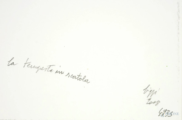 Gastone Biggi (Roma, 1925 – Langhirano, 2014), La tempesta in scatola, industrial paint su carta,...