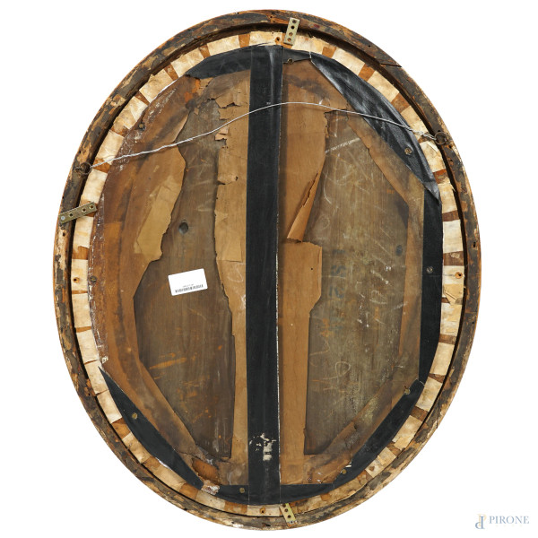 Ritratto di nobildonna, XIX secolo, pastello su carta ad assetto ovale, cm 75x60, entro cornice, ...