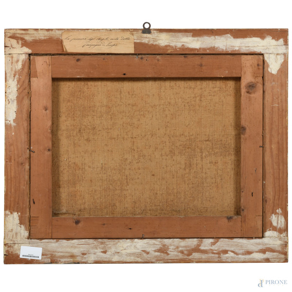 Paesaggio con figure, XIX secolo, olio su tela, cm 49x62, firmato e datato "1860" in basso a dest...