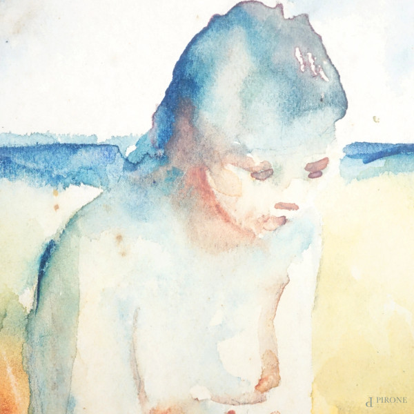 Nudo femminile, acquerello su carta, XX secolo, cm 23x17 (compreso passepartout), entro cornice