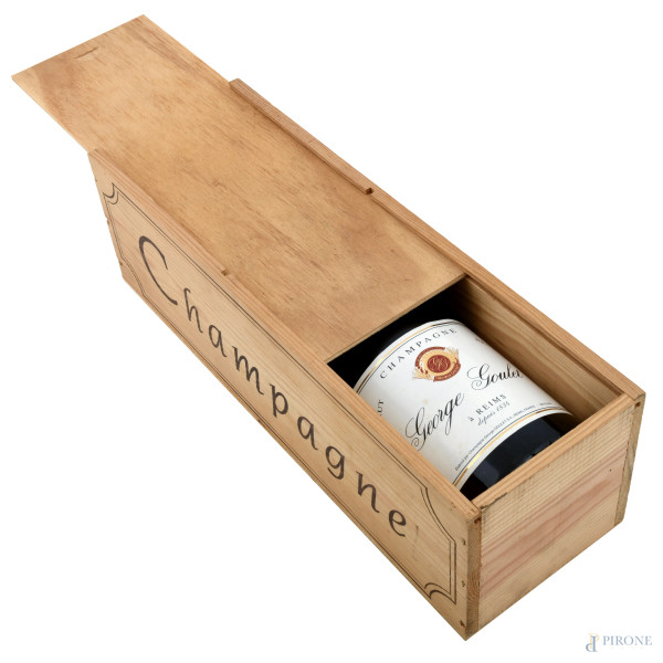 Bottiglia di Champagne Brut George Goulette (1500 ml) entro scatola in legno