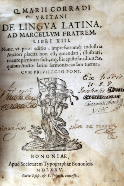 Libro - De lingua latina ad marcellum fratrem, Bologna 1575