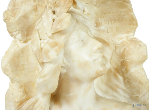 Beatrice, scultura in marmo, firmata Bistolfi, altezza cm 350, (difetti)