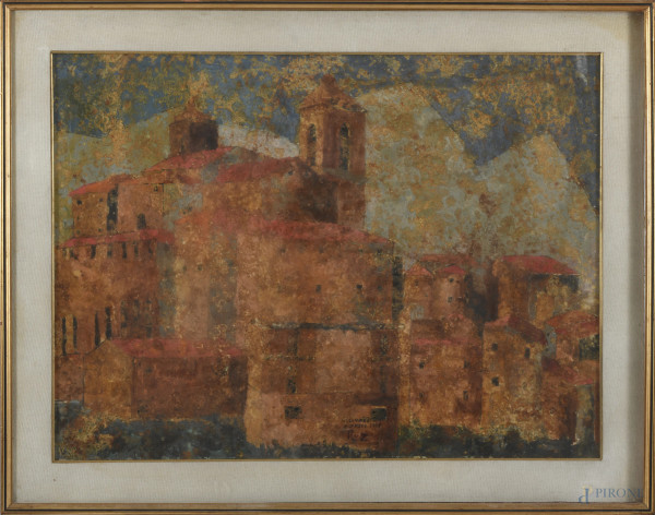 Vicovaro, XX secolo, tecnica mista su tela,  cm60x80, firmato, titolato e datato in basso, entro cornice