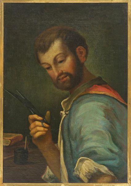 Scuola italiana del XVII secolo, Il sarto, olio su tela, cm 65x45