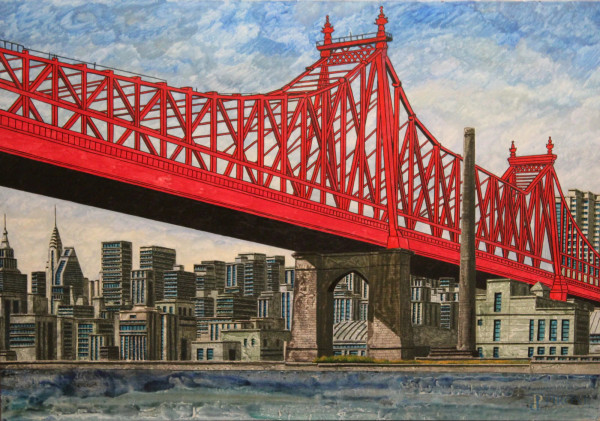 Tonino Caputo - Queens Borough Bridge, olio su tela, 70x100 cm