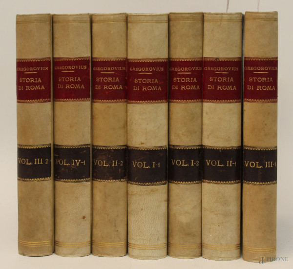 Storia di Roma di Ferdinando Gregorovius, 1901, volumi sette.