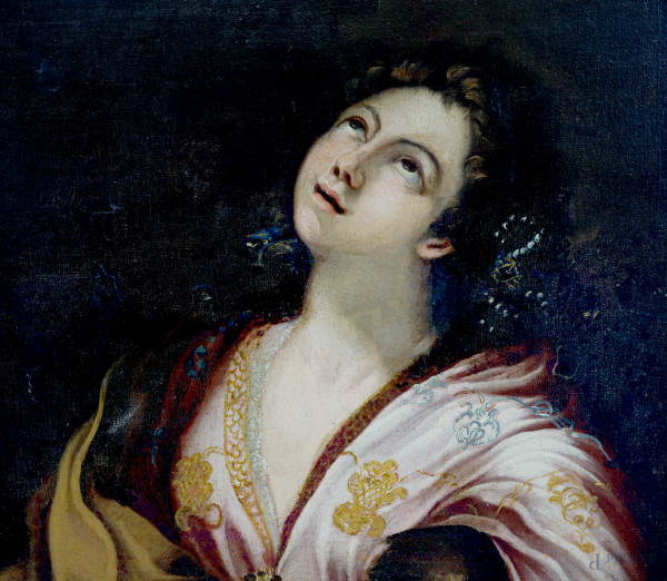 Scuola italiana del XVII secolo, Lucrezia, olio su tela, cm 135x96,5
