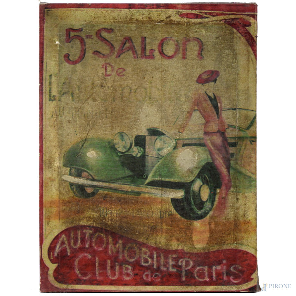 5eme  Salon Automobile Club de Paris, stampa su tela, cm 40,5x30